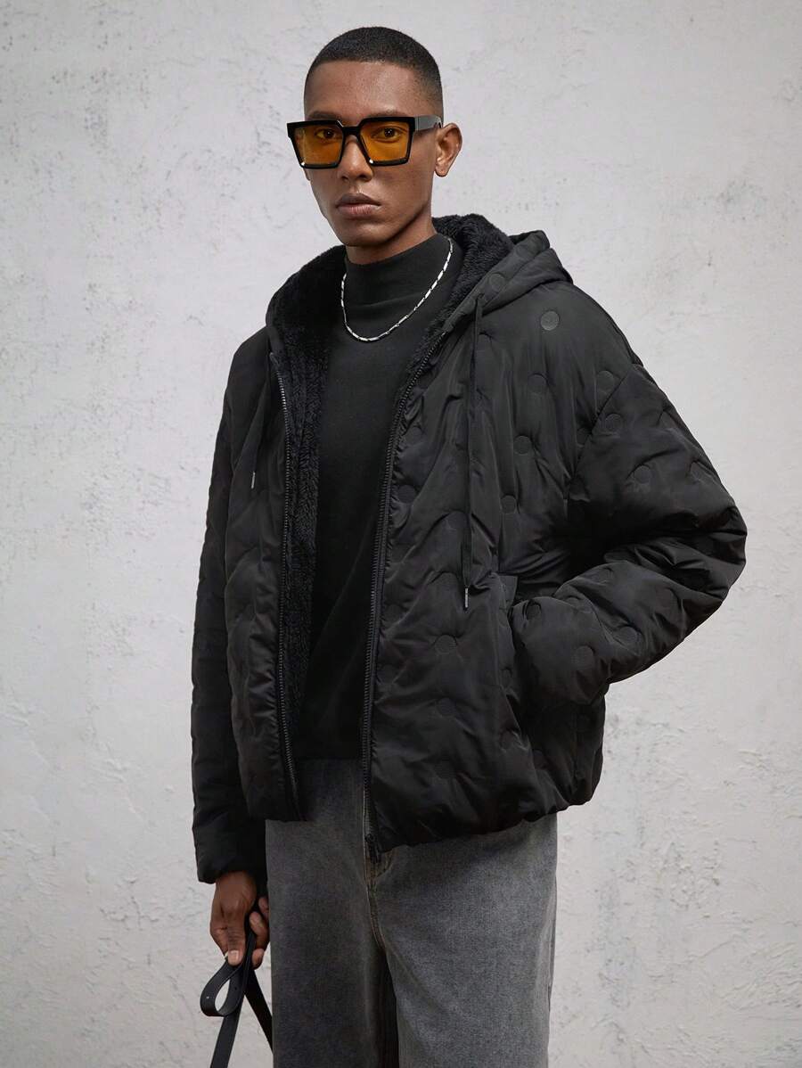 AKNOTIC Business Casual Men's Slim Fit Casual Hooded Thickened Padded Coat, Suitable For Winter