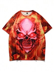 Manfinity LEGND Plus Size Men's Casual Crew Neck Short Sleeve Skull Print T-Shirt