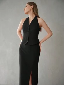 MOTF PREMIUM SOLID WAISTCOAT WITHOUT STEREO FLOWER - Black - View 4