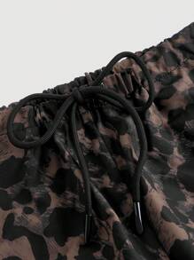 SHEIN MOD Pantalón cargo con estampado de leopardo, pantalón casual recto para mujeres