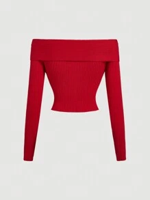 SHEIN MOD Red Off-The-Shoulder Crossover Twist Long Sleeve Sweater,Homecoming Tops,Airport Women Outfits,Halloween Outfits,Cat Woman Costume,Fall Clothes,Cocktail Party