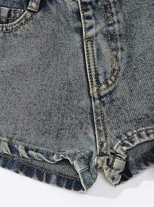 SHEIN ChillGRL 年轻女孩 Y2K 街头时尚紫色重度水洗 2 合 1 牛仔短裙