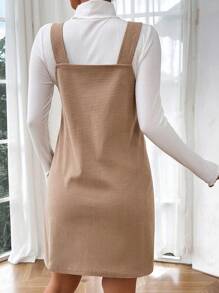 SHEIN 2pcs/Set Maternity V-Neck Sleeveless Solid Color Dress And Mock Neck Long Sleeve Top