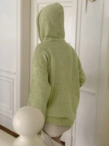 DAZY Women's Letter Pattern Drop Shoulder Loose Fit Sweater Hoodie, Autumn & Winter