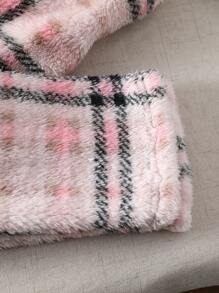 2pcs/Set Tween Girls Soft Plaid Pants & Embroidered Rabbit Sweatshirt Comfortable Warm Pajama Set, Fall/Winter