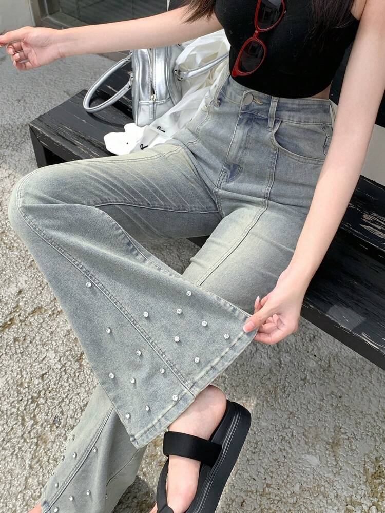 Women's Pocketed Flare Casual All-Match Jeans