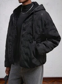 AKNOTIC Business Casual Men's Slim Fit Casual Hooded Thickened Padded Coat, Suitable For Winter