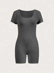 SHEIN EZwear Women Square Neck Jumpsuit - Multicolor - View 7