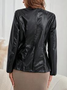 EMERY ROSE Women's Button Down Long Sleeve Fashionable Street Chic Motorcycle Style Jacket - Black - View 2