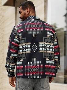 Manfinity Homme Men's Button-Up Long Sleeve Fashion Allover Print Casual Jacket