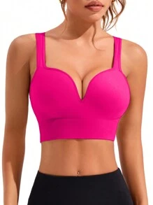 Core Rhythm Seamless Fixed Cup Sports Bra,High Impact Sports Bras Without Removable Pads ,Sports Bra With Sewn-In Pads, High Impact Support With Non-Removable Pads Molded Cups,For Women High Support Racerback,Workout, Yoga,  Running