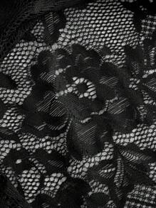 ROMWE Goth Cross Bead Decorated V-Neck Flare Sleeve Lace Tight Top