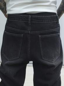 Manfinity EMRG Men's Fashionable Drawstring Casual Denim Jeans For Daily Wear - Black - View 7