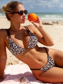 Swim SXY Set da bagno da donna in tessuto leopardato e con inserto - Multicolore - Visualizzare 1