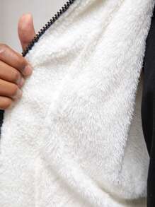 AKNOTIC Business Casual Veste décontractée à capuche en laine avec lettres brodées, à manches raglan amples, convenant pour l'automne et l'hiver - Blanc - Voir 3
