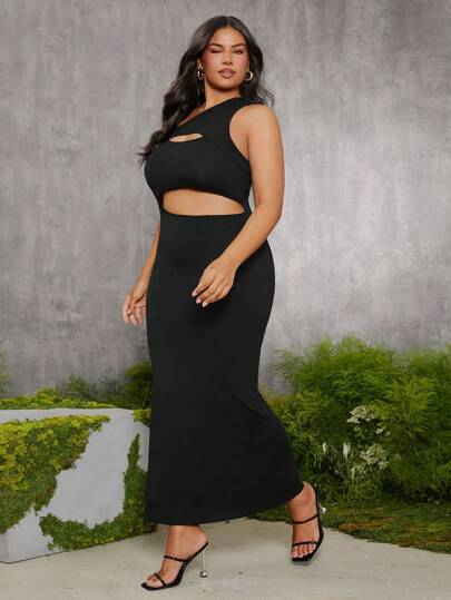 evoluSHEIN X Anitta OBVIOUSLY VINTAGE Vestido escotado sin mangas de talla grande de diseñador, ideal para el verano, vacaciones, fiestas, Acción de Gracias, cumpleaños, festivales