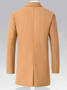 Manfinity Mode Men's Winter Double Breasted Knitted Casual Coat - Khaki - View 2