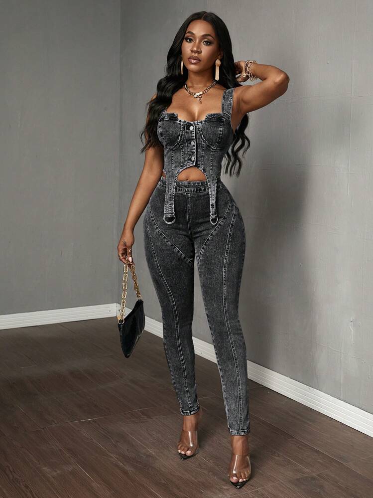 Slaydiva Quần Jeans Ôm Sát Thường Ngày Cho Nữ - Màu Xám nhạt - Xem 7