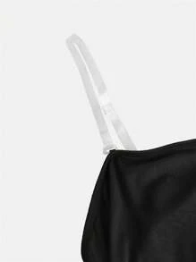 SHEIN Girlism Teen Girls Solid Color Knit Ruched Hem Slit Casual Tube Dress - Black - View 3