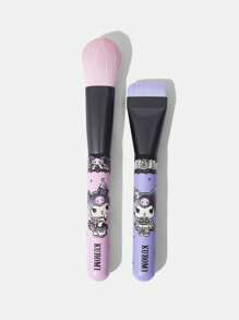 HELLO KITTY AND FRIENDS | SHEIN 2pcs Cartoon Kuromi Print Foundation Makeup Brushes