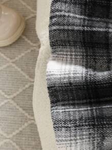 2 件装女婴撞色拼接蝴蝶结装饰长袖衬衫和格子裙套装 - 白色 - 查看 8