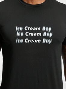 Manfinity KASUA Men's Letter Print Short Sleeve Surfing T-Shirt - Black - View 6