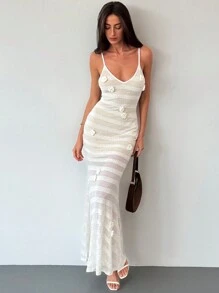 Aloruh Romantic Date Sleeveless Textured Floral Bodycon Dress For Women