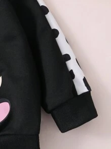 SHEIN Playful Pals 2 件装女婴可爱卡通奶牛印花运动衫和运动裤套装，秋季休闲装