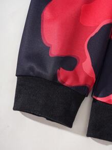 ROMWE MEN Street Life Men's Fashion Skull Printed Drawstring Hoodie Sweatshirt, Spring Autumn