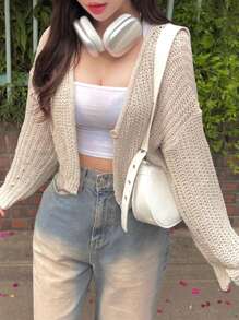 DAZY Women's Button Down Long Sleeve Solid Color Casual Knitted Cardigan