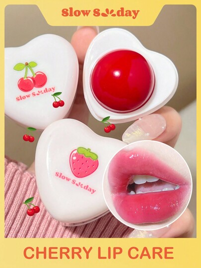 SlowSunday Cherry Hydrating Lip Care, Cute Heart-Shaped Design, Lipcare, Halloween, Thanksgiving, Christmas, New Year, Christmas Gifts, Thank You Gift, Suitable For Autumn Winter, Fall Care