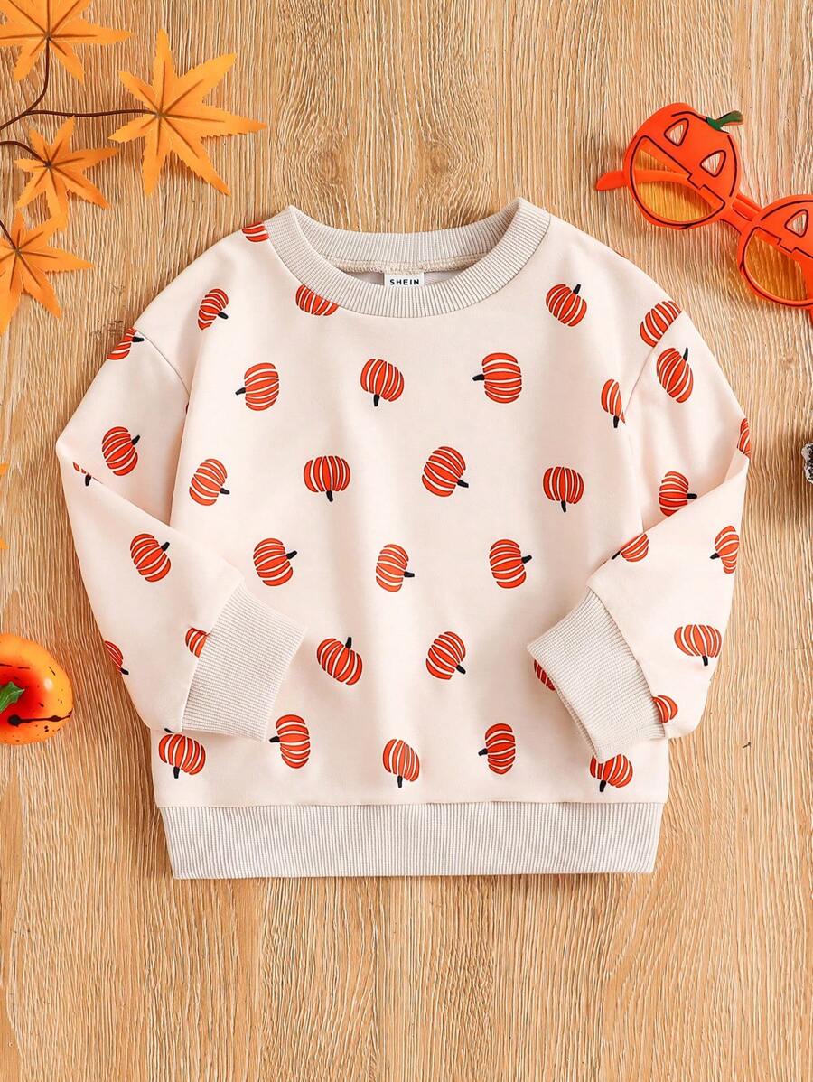 Camisa con estampado de calabaza para niñas bebés para Halloween - Albaricoque - Ver 1