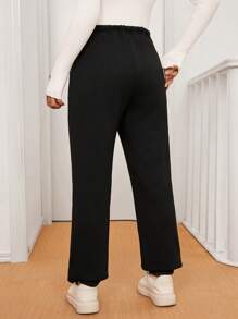 SHEIN Umstandsmode Unifarben Hose mit hoher Taille, Lässig