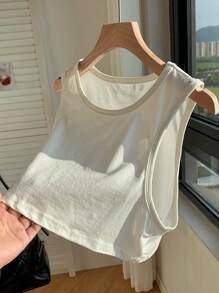 Comfortcana 素色短款背心 - 白色 - 查看 3