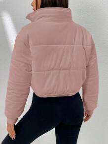 Muchica 女士休闲纯色简约舒适纽扣长袖运动衫 - 粉色 - 查看 2