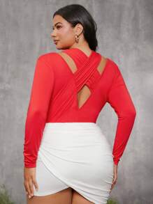 evoluSHEIN X Anitta GAUTII Designer Plus Size High Waist Ruched Mini Skirt, Summer, Holiday, Party, Thanksgiving, Festival