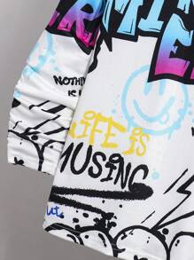 SHEIN Leap Crew Tween Boy Street Style Graffiti Letter Print Long Sleeve Crew Neck T-Shirt, Suitable For Autumn - Multicolor - View 6