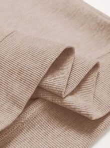 SHEIN Cottnline Men Letter Graphic Sweatshirt & Sweatpants - Camel - View 4