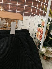 Plus Size Elastic Waist Straight Leg Casual Fashionable Street Style Pants - Black - View 3