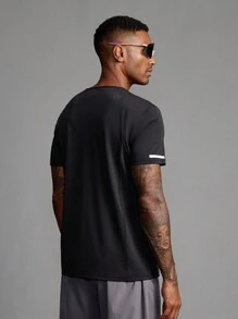 Coreblaze Boyfriend Style Men's Letter Print Round Neck Raglan Sleeve Casual Fitness Workout T-Shirt Gym Clothes - Black - View 6