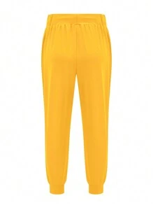 Plus Size Women's Solid Color Drawstring Waist Jogger Pants
