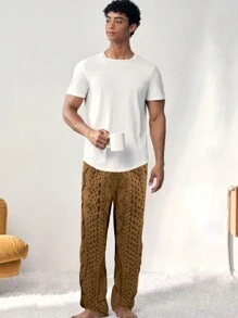 男士新款简约时尚羊毛裤 - 卡其色 - 查看 4