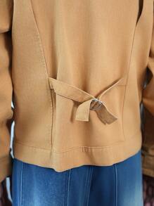 Claim Dot Áo khoác denim kaki nhung dáng rộng cổ điển dành cho nam - Màu Khaki - Xem 3