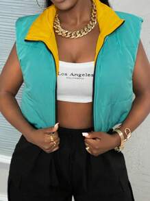 Slaydiva Áo vest không tay có đệm lót phía trước có khóa kéo đảo ngược - E - Nhiều màu - Xem 6