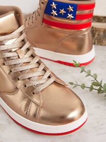 SHUZIA 畅销女款星条旗装饰运动鞋 - 街头时尚，轻便舒适运动鞋 - 彩色 - 查看 7