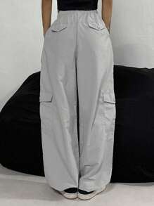 DAZY Women's Solid Color Drawstring Pocket Casual Pants Fall,Winter - Grey - View 2
