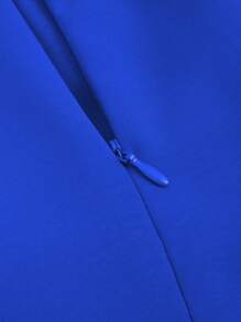 Chiquease Women's Solid Color V-Neck Belted Summer Short-Sleeved Jumpsuit - Blue - View 4