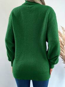 EURMUSE Turtleneck Drop Shoulder Jumper - Lime Green - View 2