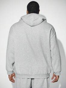 Manfinity VCAY 大码男士休闲宽松针织连帽运动衫秋冬季运动衫 - 灰色 - 查看 2