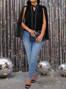 SHEIN Clasi 大码黑白镶边优雅衬衫